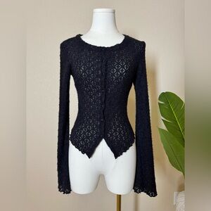 KIMCHI BLUE Black Lace Knit Cardigan